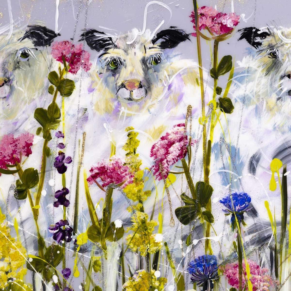Flock in the Flowers - Original - SOLD by artist Rozanne Bell - Wyecliffe Galleries