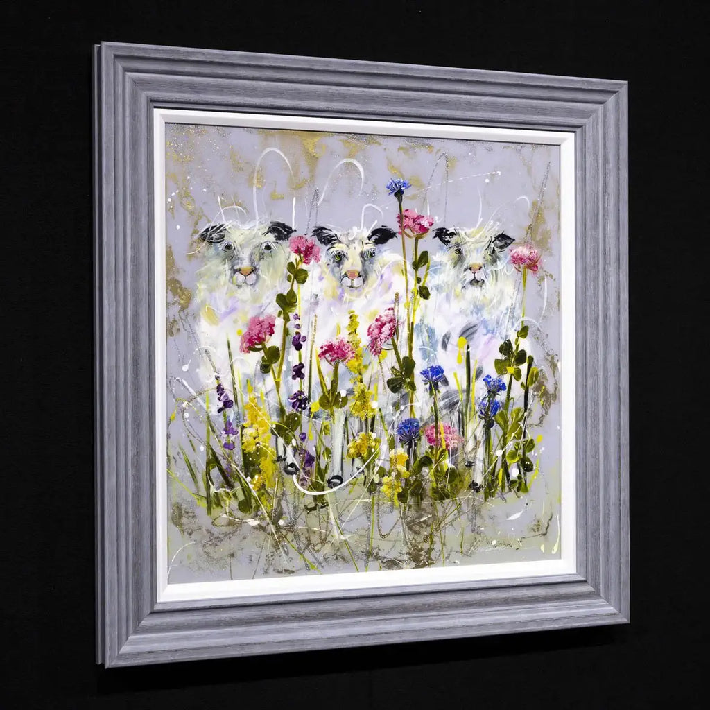 Flock in the Flowers - Original - SOLD by artist Rozanne Bell - Wyecliffe Galleries