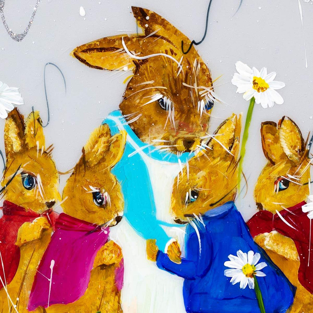 Flopsy, Mopsy, Cottontail & Peter - Original SOLD by artist Rozanne Bell - Wyecliffe Galleries