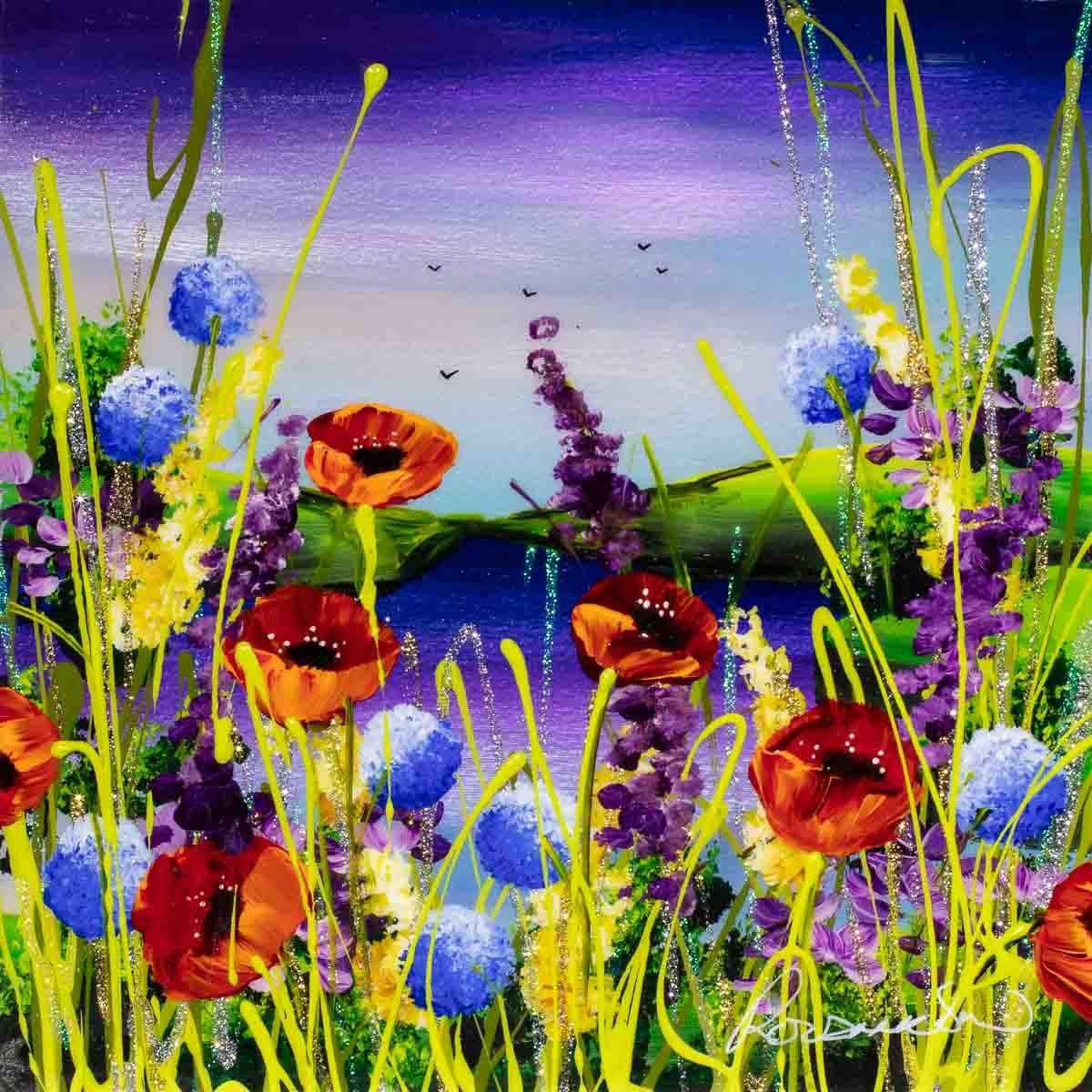 Floral Haze II - Original - SOLD by artist Rozanne Bell - Wyecliffe Galleries