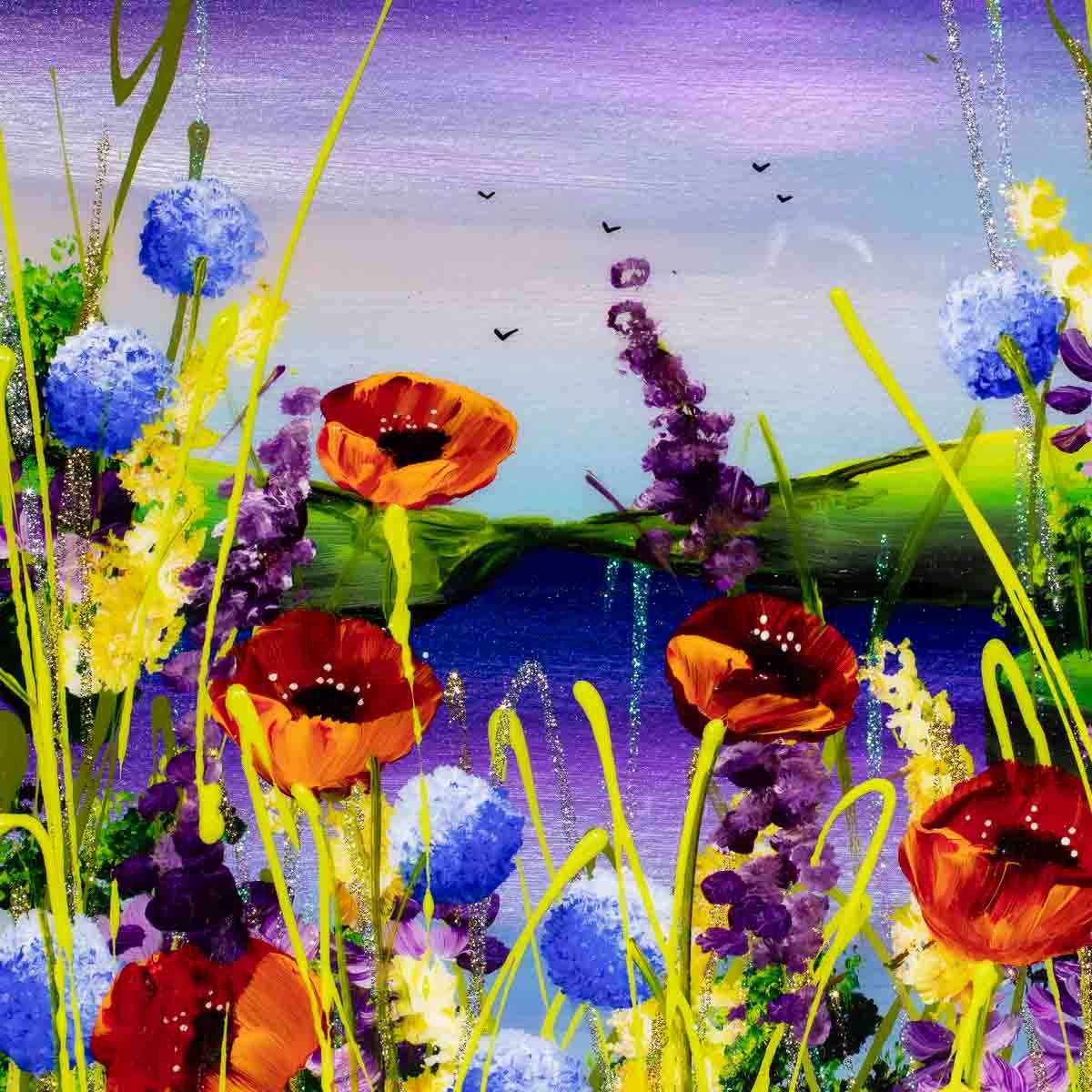 Floral Haze II - Original Rozanne Bell Framed