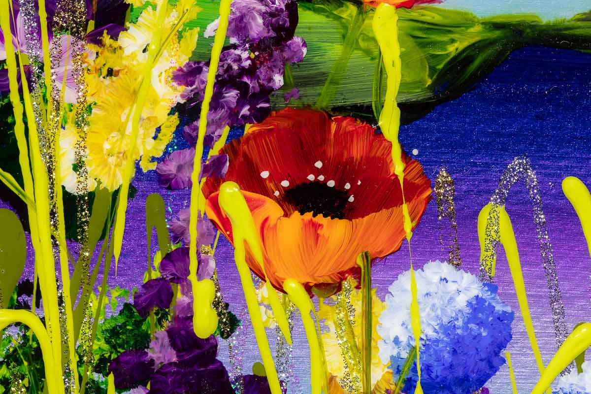 Floral Haze II - Original Rozanne Bell Framed