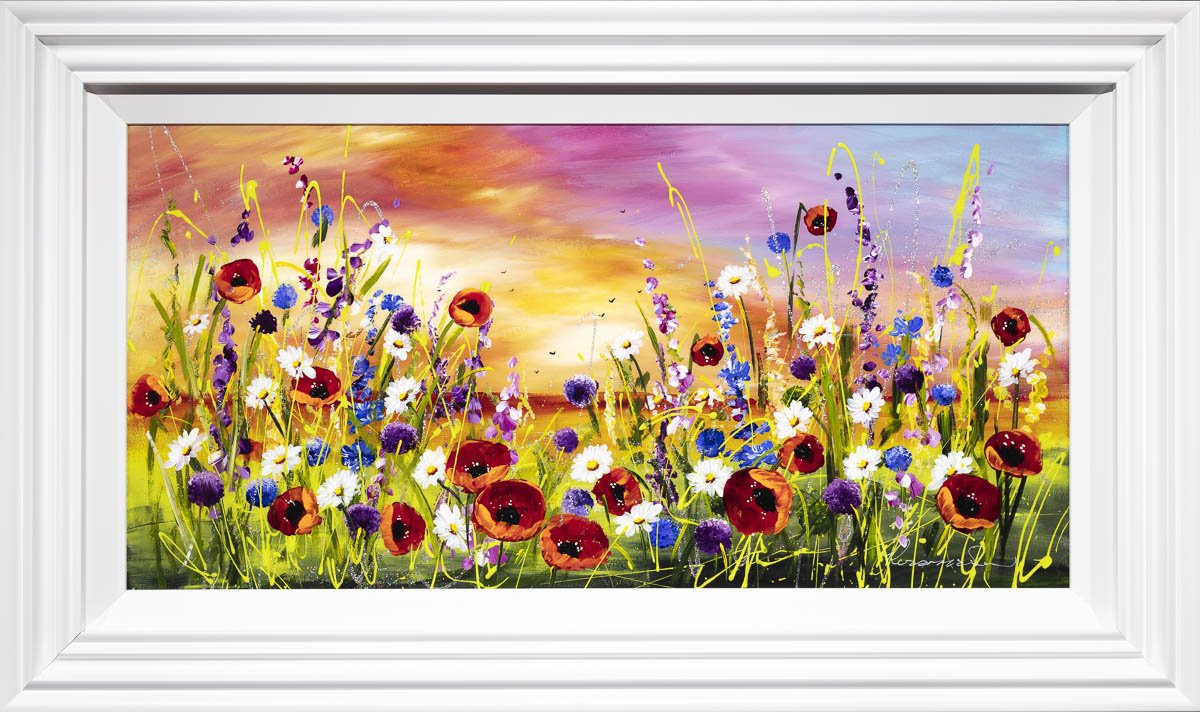 Floral Landscape - Original Rozanne Bell Framed
