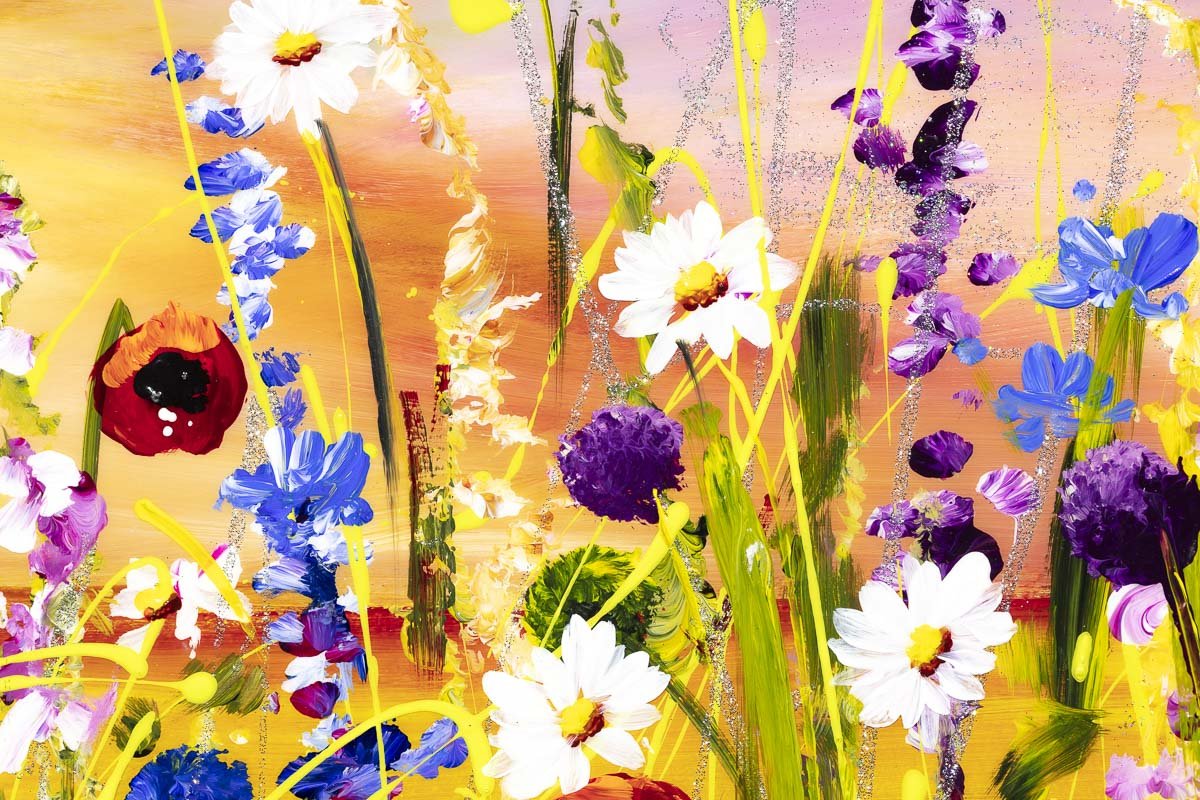 Floral Landscape - Original Rozanne Bell Framed
