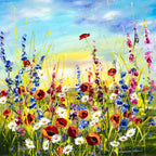 Floral Meadow - Original - SOLD by artist Rozanne Bell - Wyecliffe Galleries