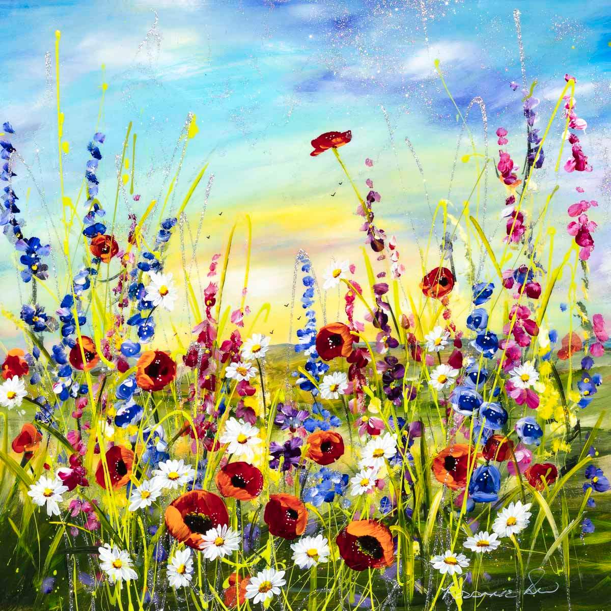 Floral Meadow - Original - SOLD by artist Rozanne Bell - Wyecliffe Galleries
