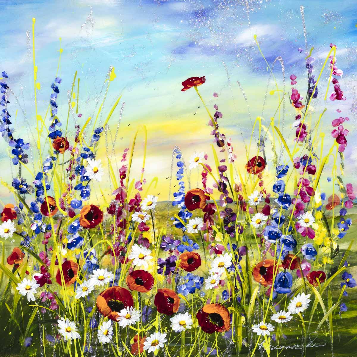 Floral Meadow - Original Rozanne Bell Framed