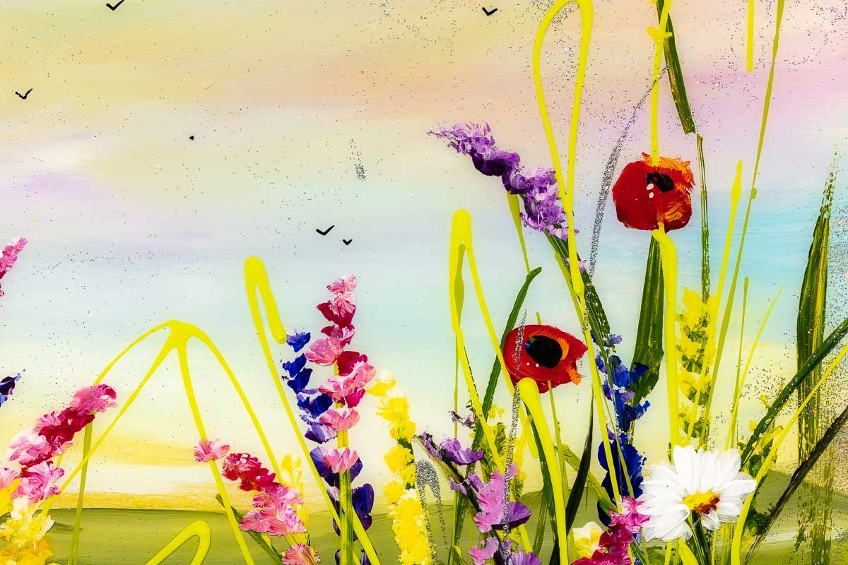Floral Sunset - Original Rozanne Bell Framed