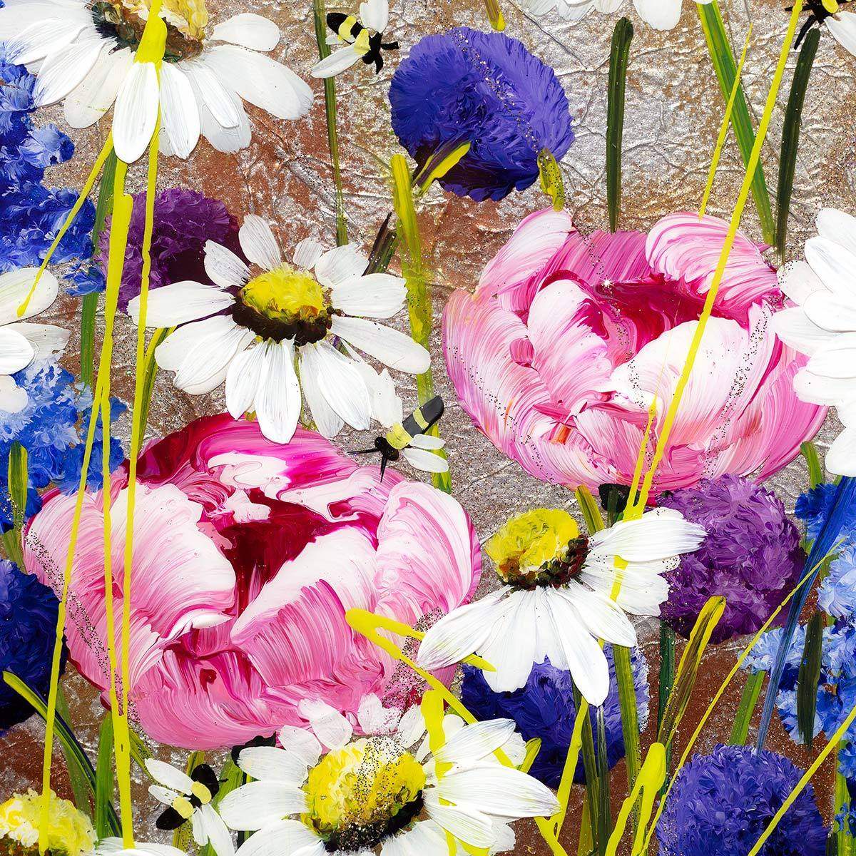 Flowers and Daisies - Original - SOLD by artist Rozanne Bell - Wyecliffe Galleries