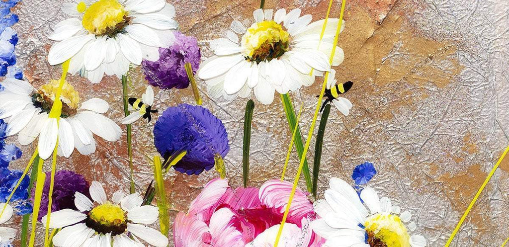 Flowers and Daisies - Original - SOLD by artist Rozanne Bell - Wyecliffe Galleries