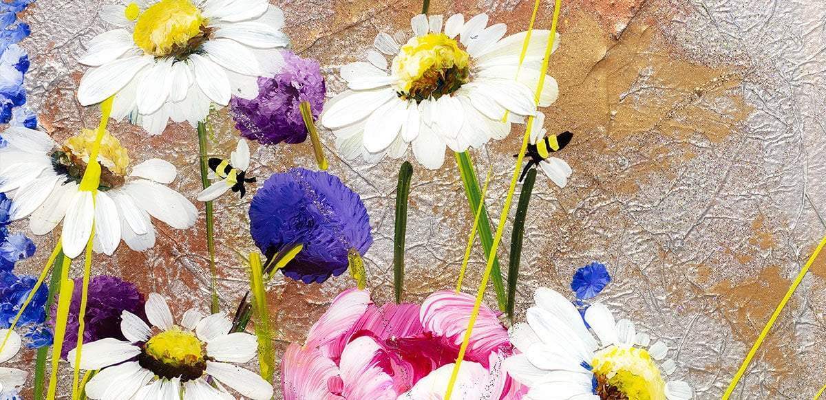 Flowers and Daisies - Original - SOLD by artist Rozanne Bell - Wyecliffe Galleries
