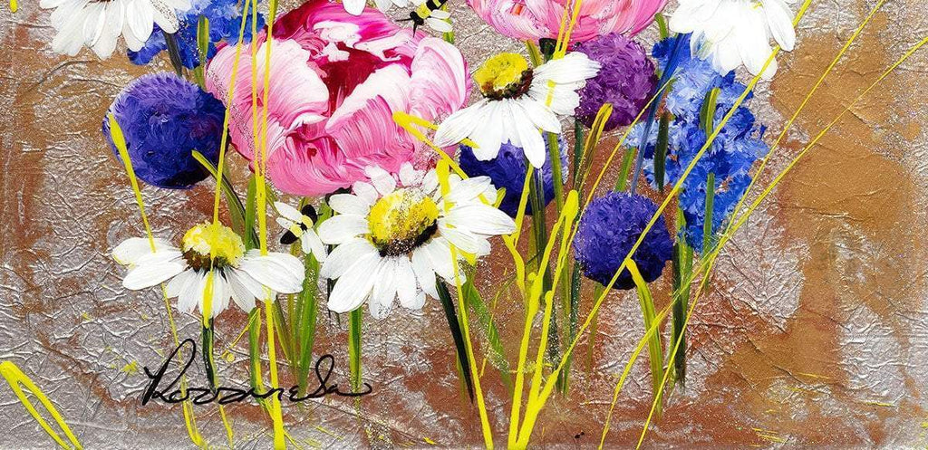 Flowers and Daisies - Original - SOLD by artist Rozanne Bell - Wyecliffe Galleries
