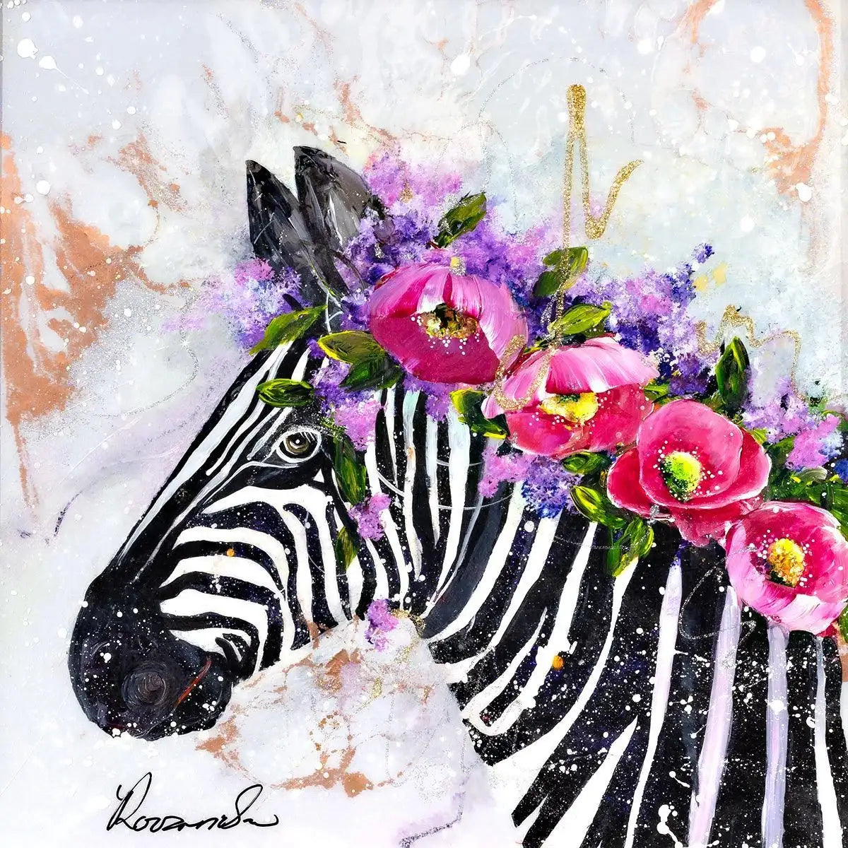 Flowers In My Hair - Original - SOLD by artist Rozanne Bell - Wyecliffe Galleries