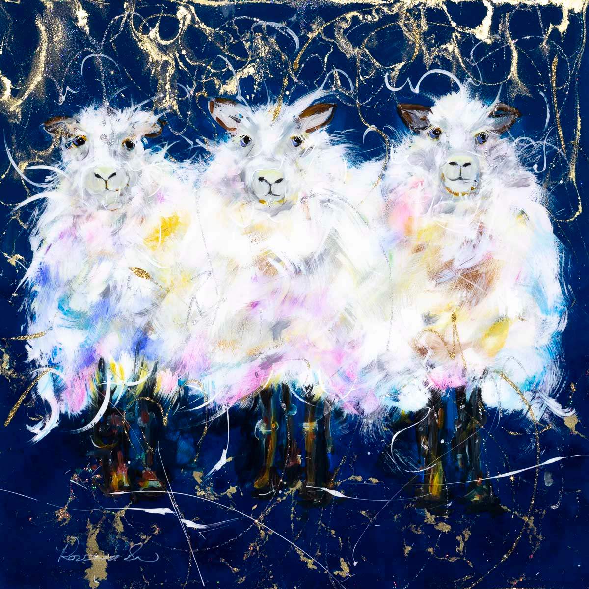 Fluffy Flocks - Original - SOLD by artist Rozanne Bell - Wyecliffe Galleries