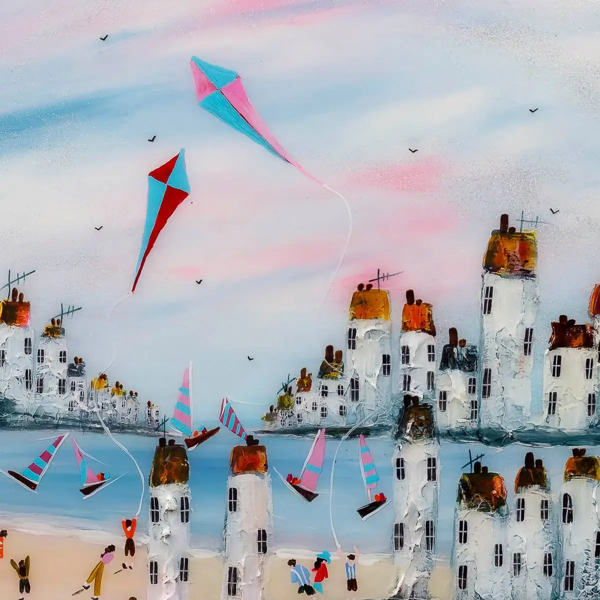 Flying Kites - Original - SOLD by artist Rozanne Bell - Wyecliffe Galleries