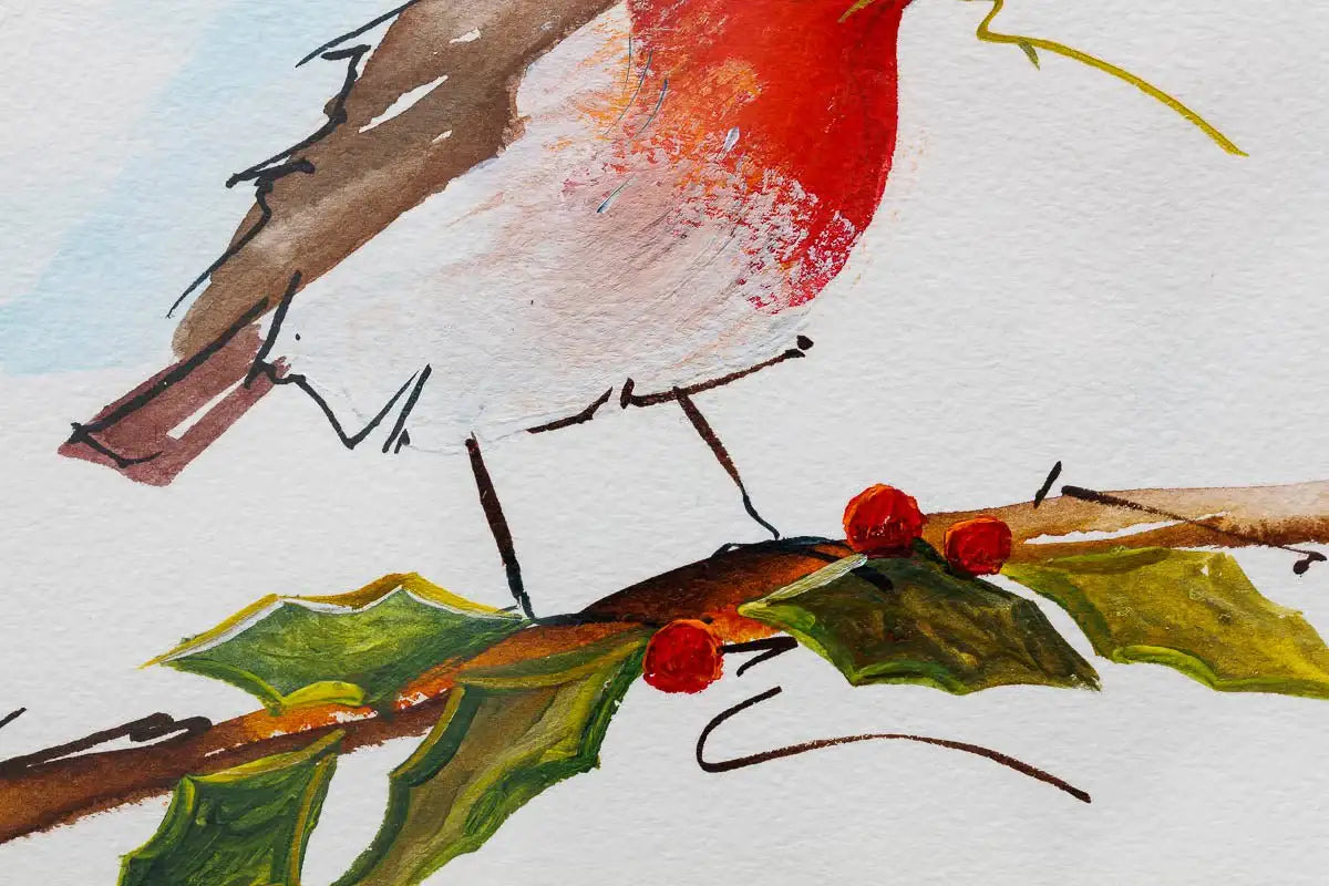 Robins Appear When Loved Ones Are Near - Original - SOLD by artist Rozanne Bell - Wyecliffe Galleries
