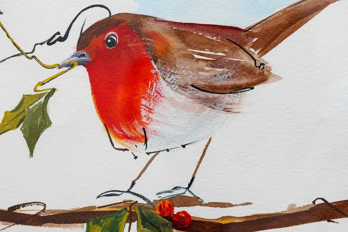 Robins Appear When Loved Ones Are Near - Original - SOLD by artist Rozanne Bell - Wyecliffe Galleries