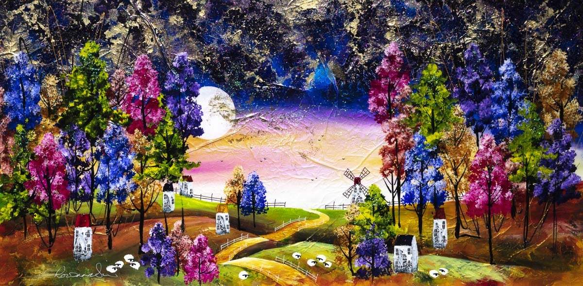 Glimmering Nights - Original - SOLD by artist Rozanne Bell - Wyecliffe Galleries