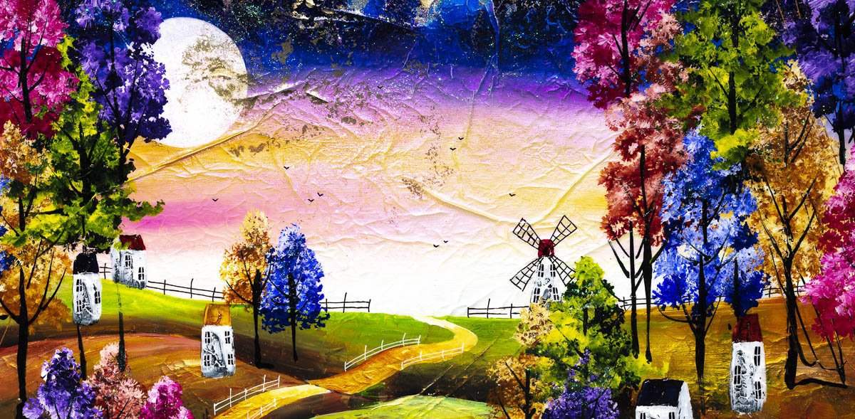 Glimmering Nights - Original - SOLD by artist Rozanne Bell - Wyecliffe Galleries