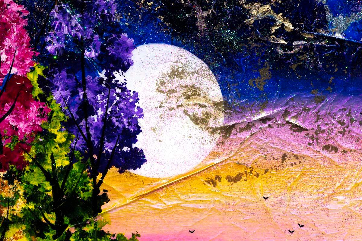 Glimmering Nights - Original - SOLD by artist Rozanne Bell - Wyecliffe Galleries