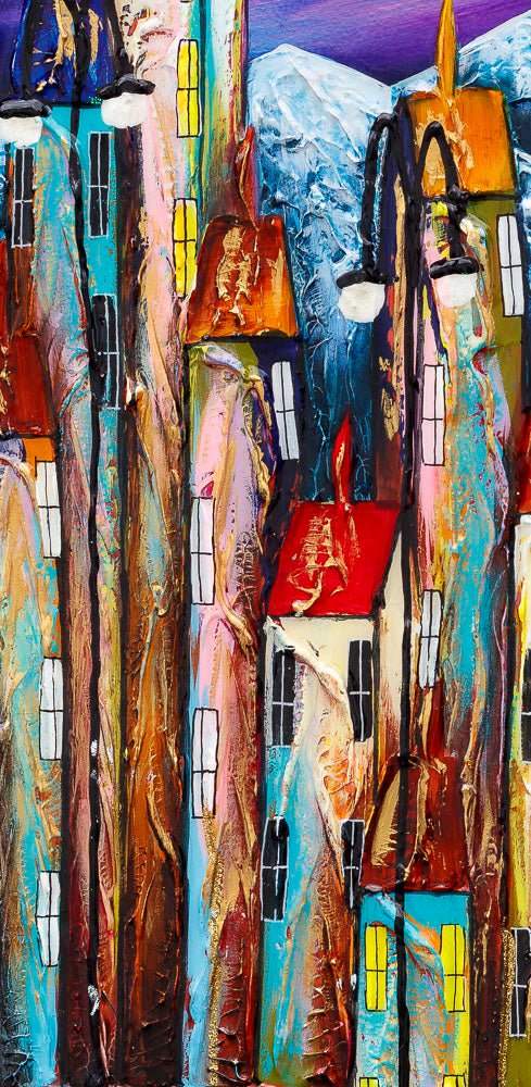 Harbour Bathed In Moonlight - Original - SOLD by artist Rozanne Bell - Wyecliffe Galleries