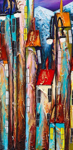 Harbour Bathed In Moonlight - Original - SOLD by artist Rozanne Bell - Wyecliffe Galleries