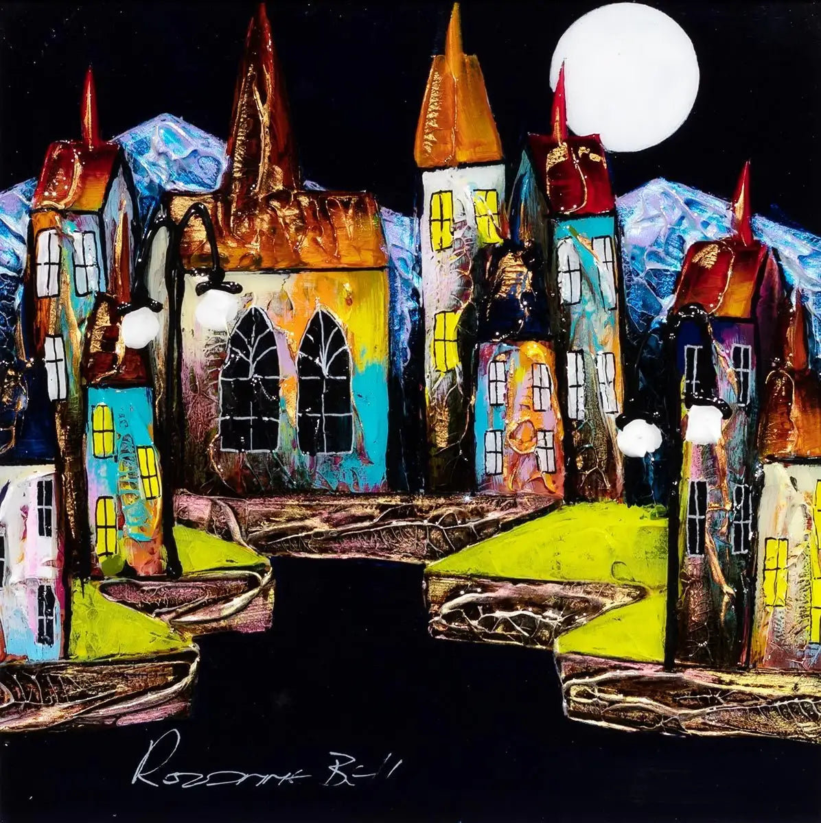 Harbour Nights - Original - SOLD by artist Rozanne Bell - Wyecliffe Galleries
