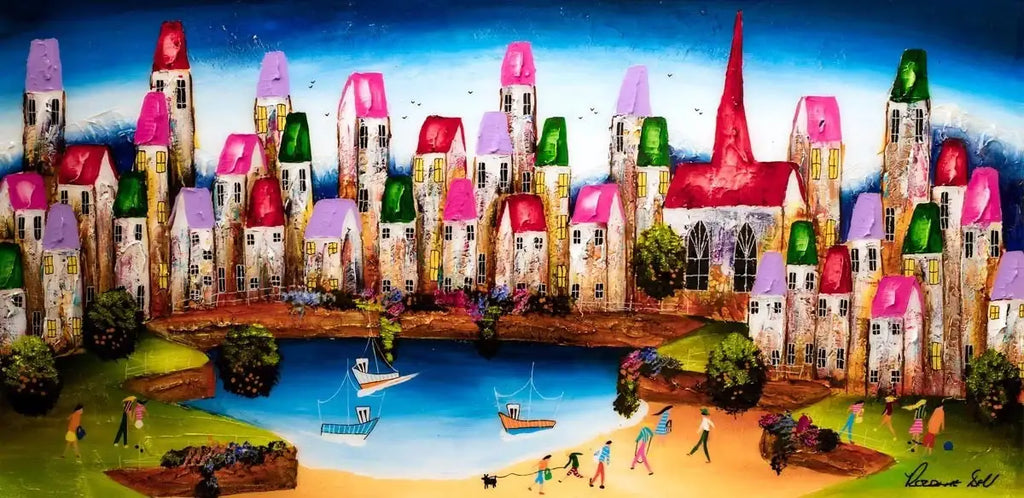 Harbour Row - SOLD by artist Rozanne Bell - Wyecliffe Galleries