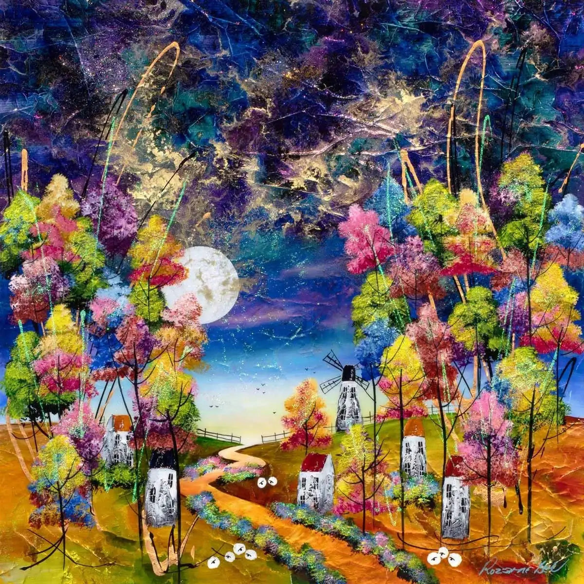 Hedgerow and Heather - Original - SOLD by artist Rozanne Bell - Wyecliffe Galleries