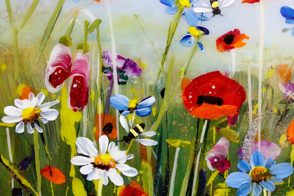 Honey Bees in Spring - Original - SOLD by artist Rozanne Bell - Wyecliffe Galleries