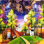 Houses on the Hill - Original - SOLD by artist Rozanne Bell - Wyecliffe Galleries