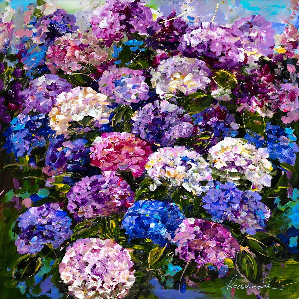 Hydrangeas in Bloom - Original - SOLD by artist Rozanne Bell - Wyecliffe Galleries