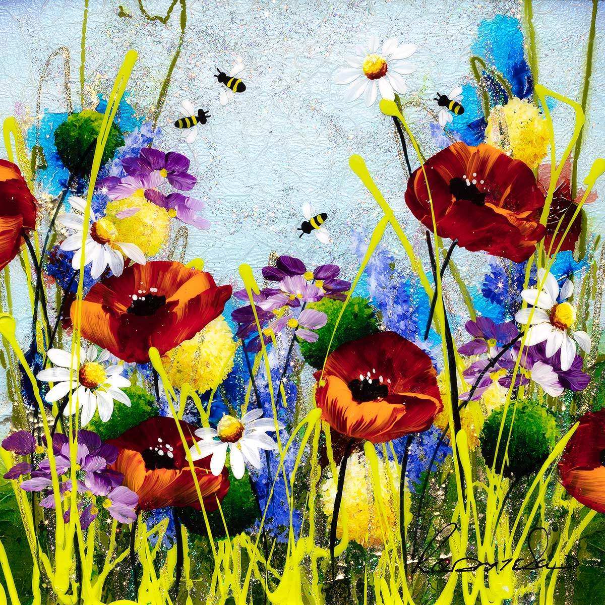In The Meadow I - Original - SOLD by artist Rozanne Bell - Wyecliffe Galleries