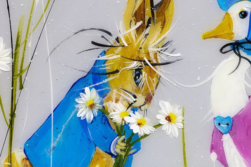 Jemima Puddle Duck & Peter Rabbit - Original - SOLD by artist Rozanne Bell - Wyecliffe Galleries