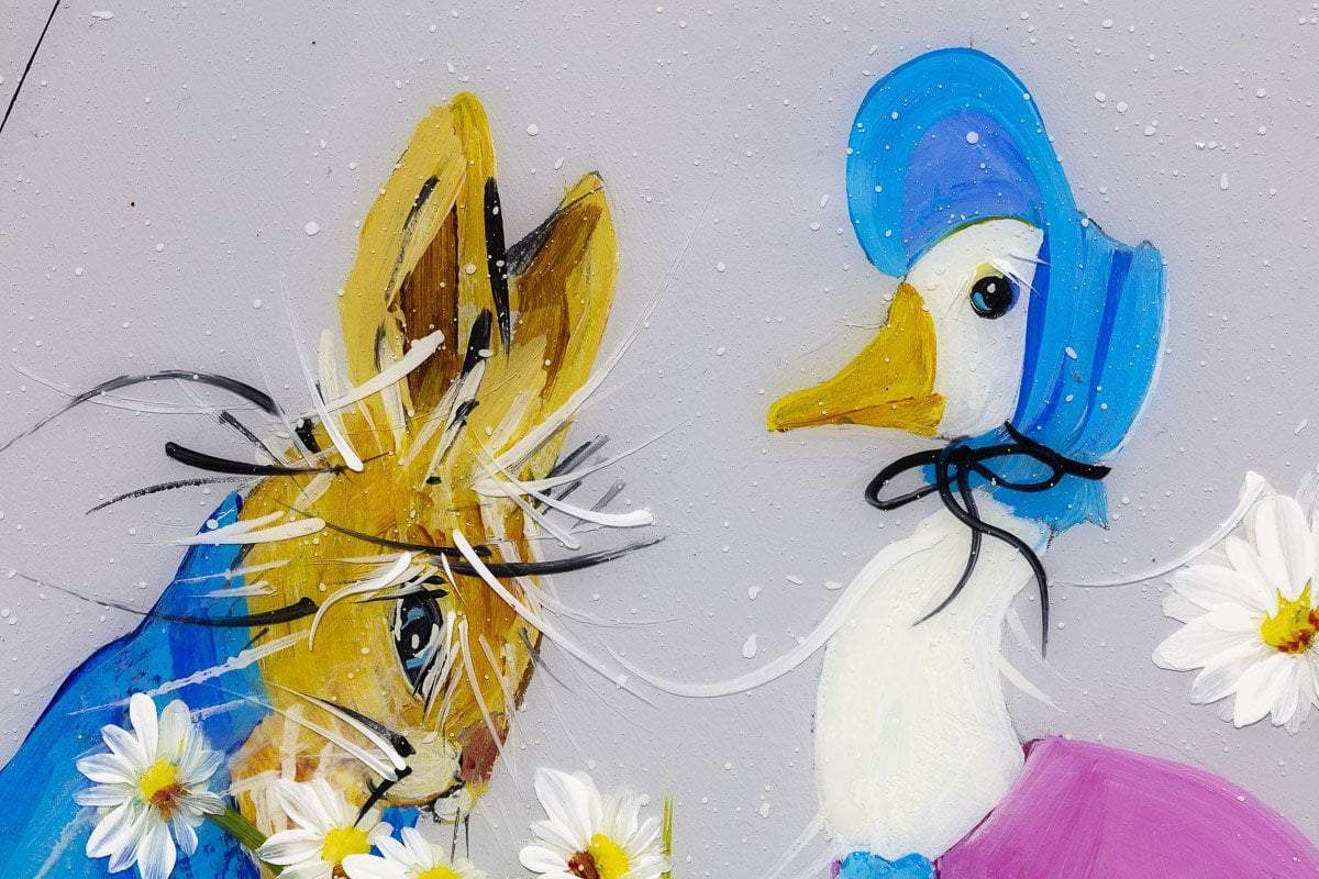 Jemima Puddle Duck & Peter Rabbit - Original - SOLD by artist Rozanne Bell - Wyecliffe Galleries