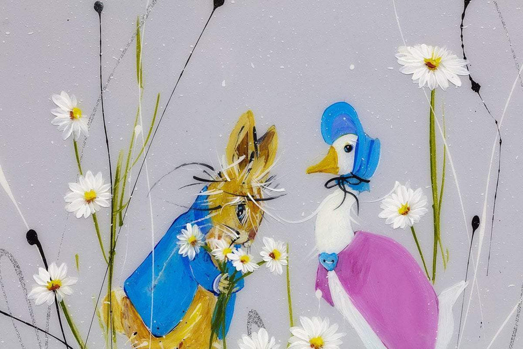 Jemima Puddle Duck & Peter Rabbit - Original - SOLD by artist Rozanne Bell - Wyecliffe Galleries