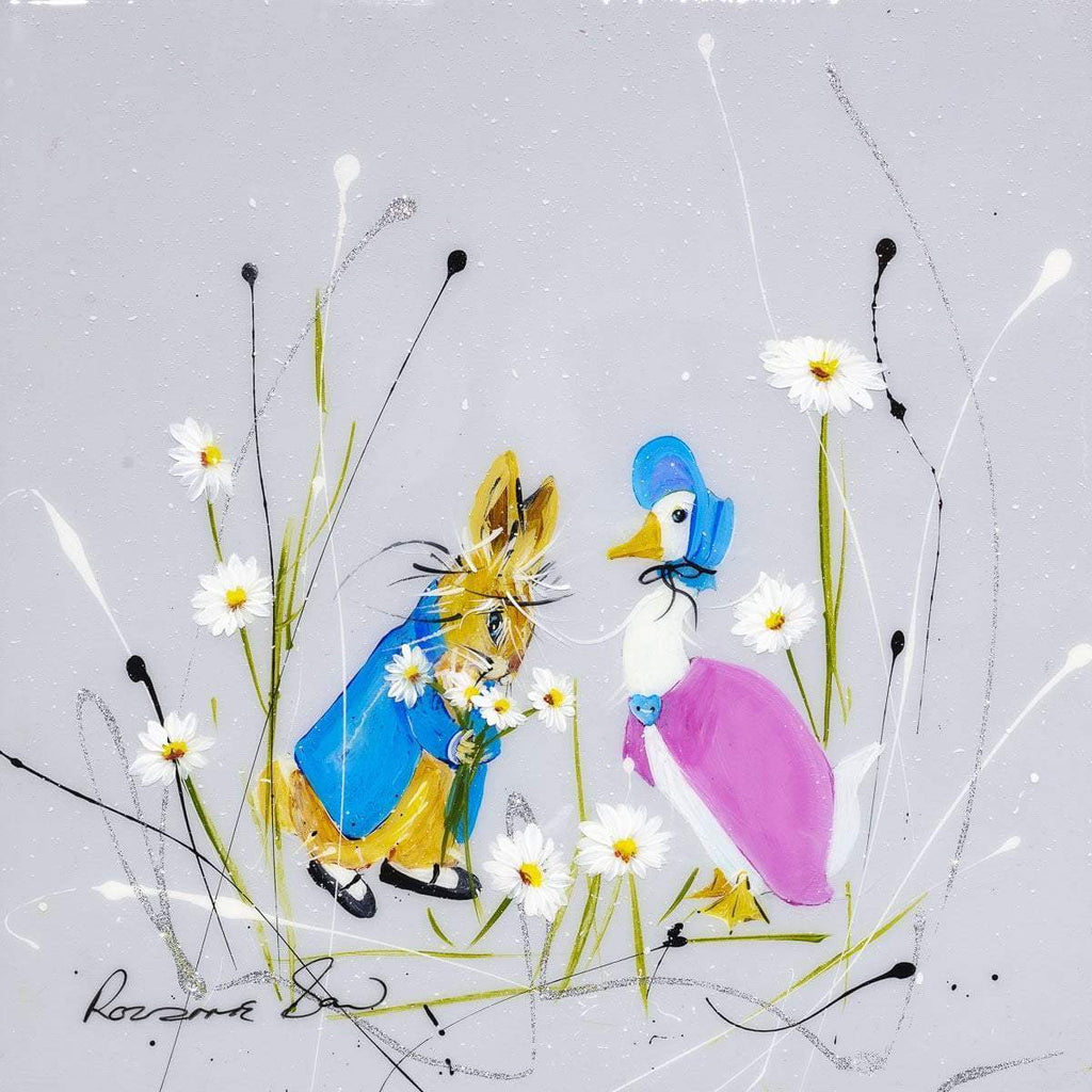 Jemima Puddle Duck & Peter Rabbit - Original - SOLD by artist Rozanne Bell - Wyecliffe Galleries