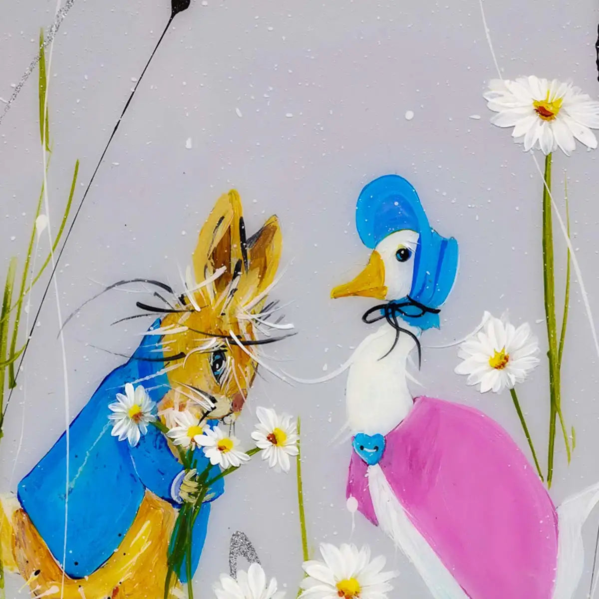 Jemima Puddle Duck & Peter Rabbit - Original - SOLD by artist Rozanne Bell - Wyecliffe Galleries