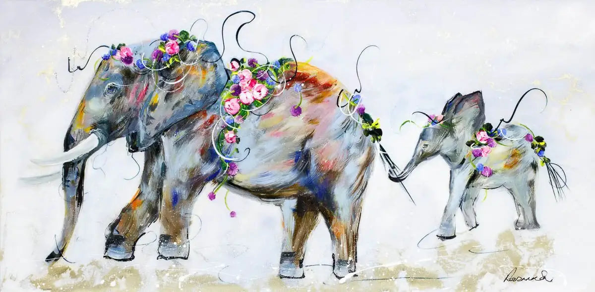 Jumbo and Junior - Original - SOLD by artist Rozanne Bell - Wyecliffe Galleries