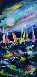 Late Night Racing - Original - SOLD by artist Rozanne Bell - Wyecliffe Galleries