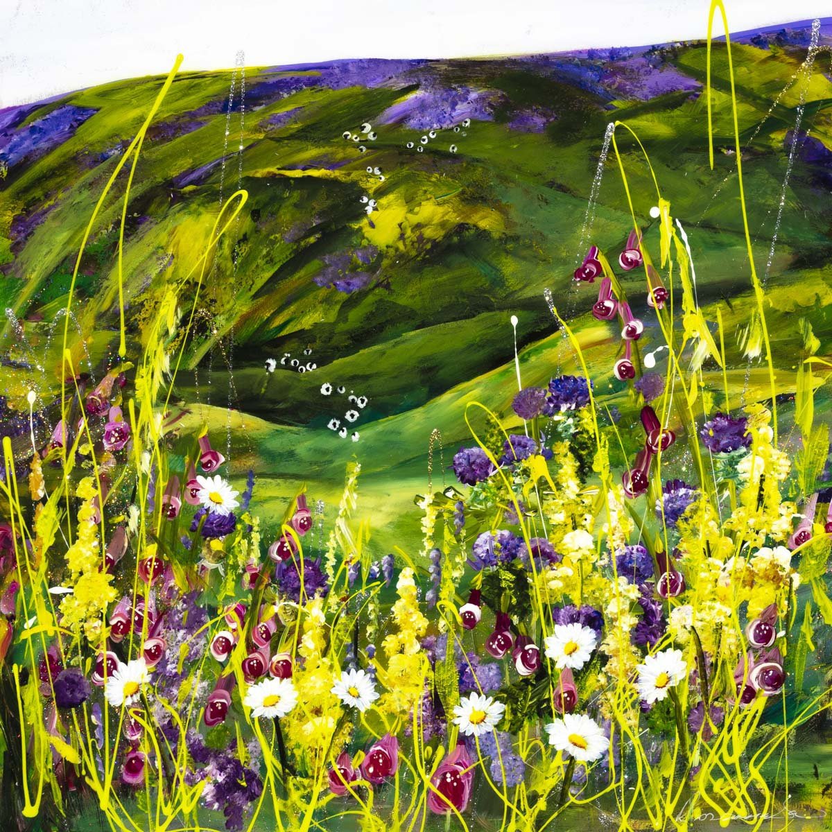 Lavender Hills - Original Rozanne Bell Framed