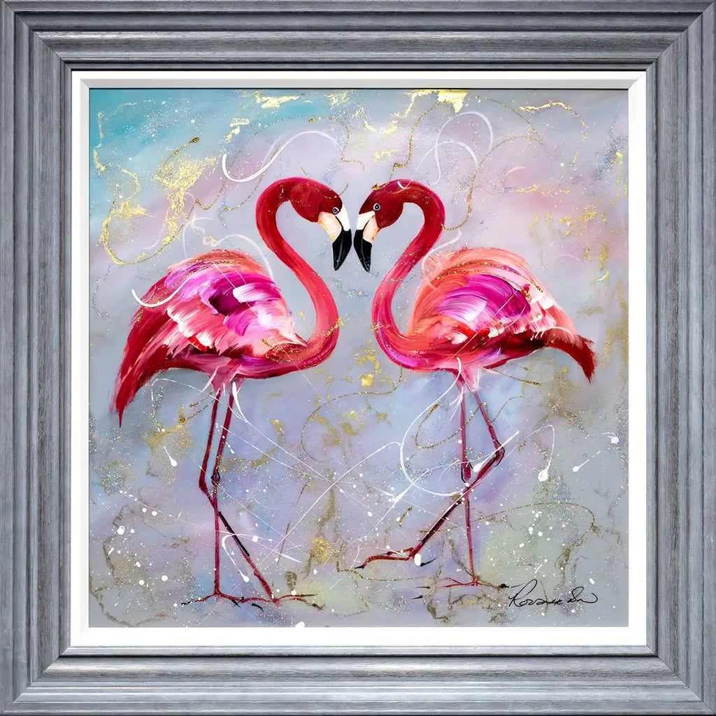 Let's Flamingle - Original - SOLD by artist Rozanne Bell - Wyecliffe Galleries