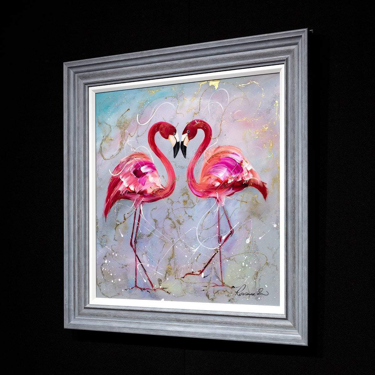 Let&#39;s Flamingle - Original Rozanne Bell Framed