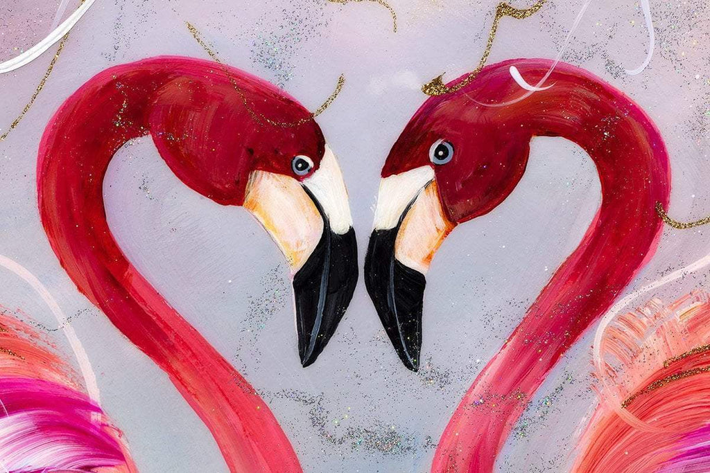 Let's Flamingle - Original - SOLD by artist Rozanne Bell - Wyecliffe Galleries