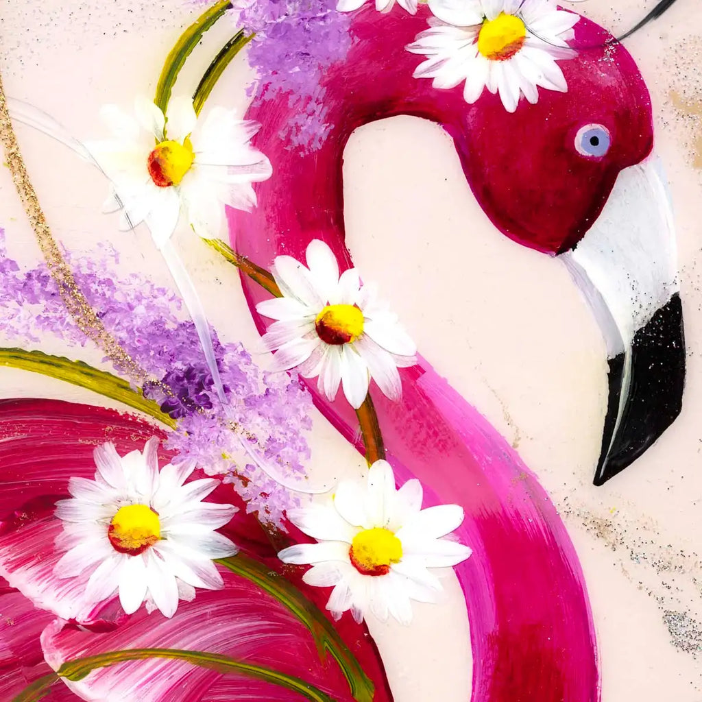 Let's Flamingo - Original - SOLD by artist Rozanne Bell - Wyecliffe Galleries