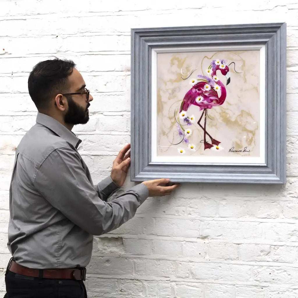 Let's Flamingo - Original - SOLD by artist Rozanne Bell - Wyecliffe Galleries