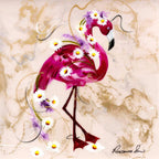Let's Flamingo - Original - SOLD by artist Rozanne Bell - Wyecliffe Galleries