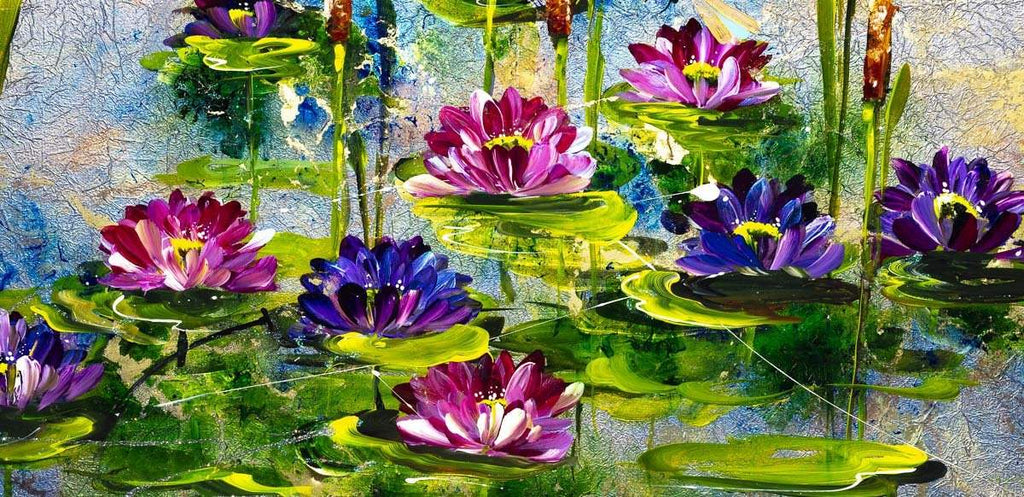 Lily pond - Original - SOLD by artist Rozanne Bell - Wyecliffe Galleries