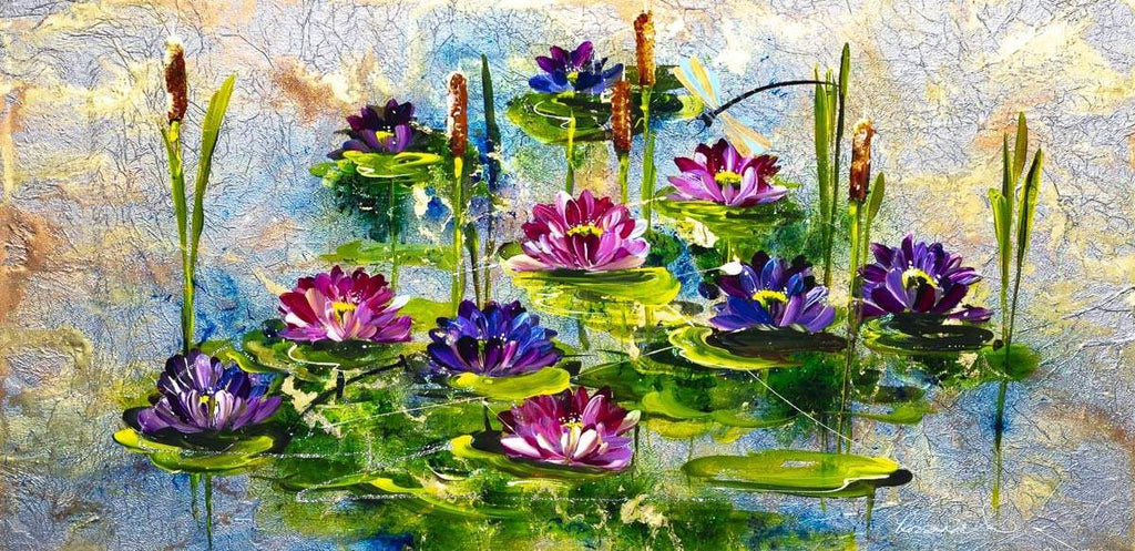 Lily pond - Original - SOLD by artist Rozanne Bell - Wyecliffe Galleries