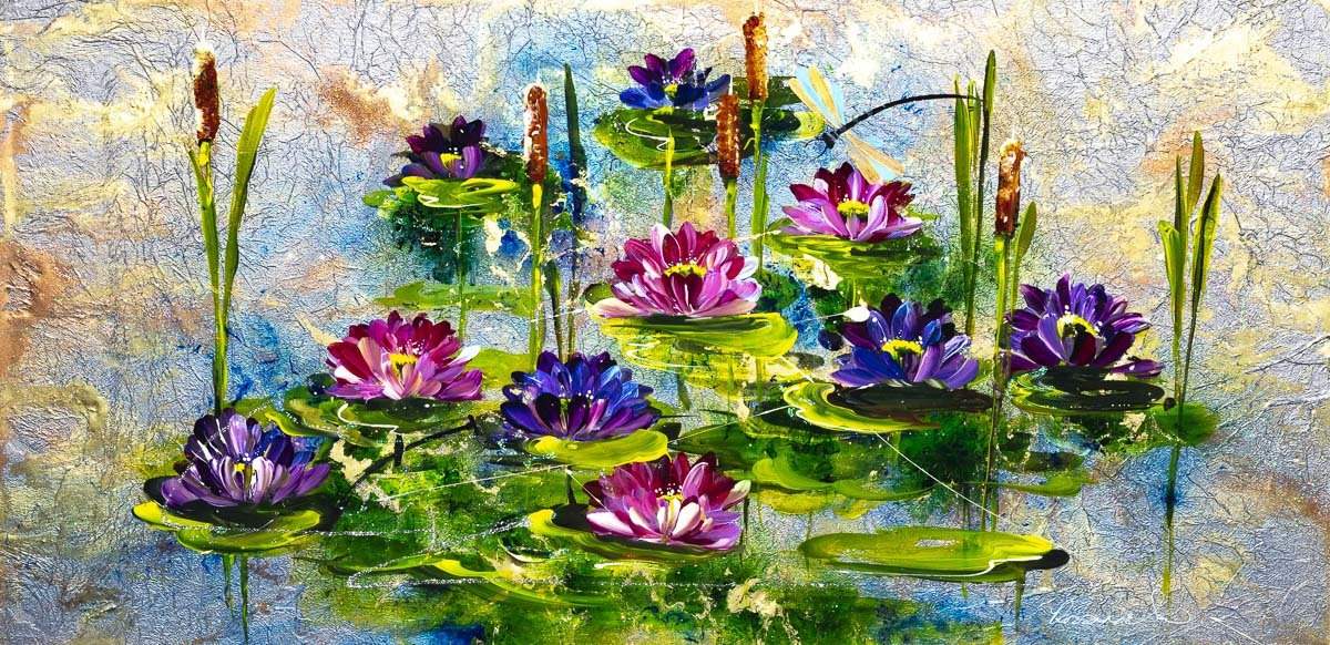 Lily pond - Original - SOLD by artist Rozanne Bell - Wyecliffe Galleries